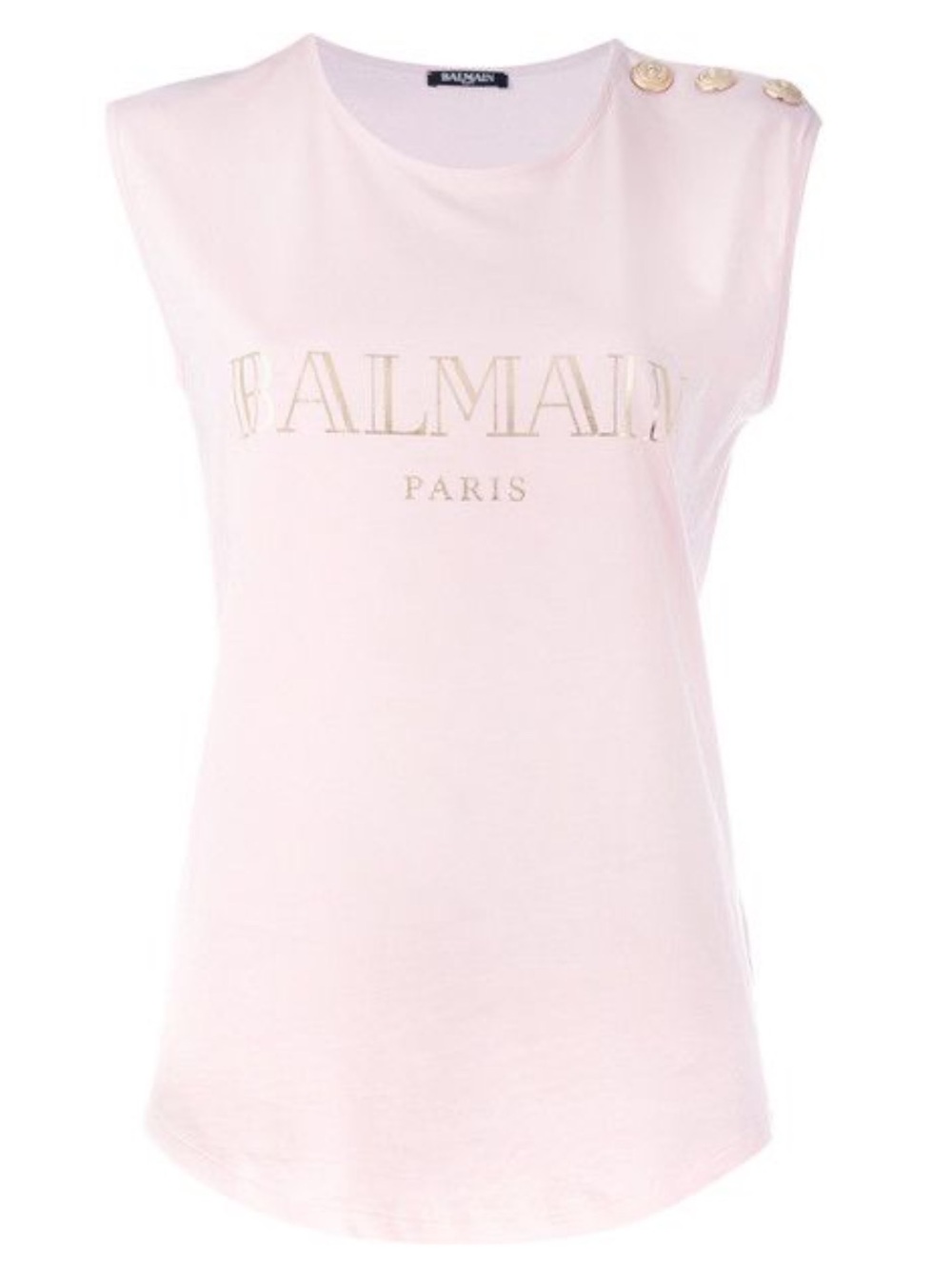 BALMAIN Darling Light Petal Pink Sleeveless Logo Shoulder Button Top S NWT $555!